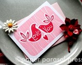 Love You Folk Birds Letterpress Card
