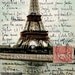 Instant Download VINTAGE Eiffel Tower colorful PARIS postcard Digital Scan FRENCH Script Red Postage Stamp