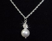 Pearl Necklace, Wedding Jewelry, Rhinestone Necklace, Bridesmaid Jewelry, Rhinestone Wedding Necklace , FREE SHIPPING
