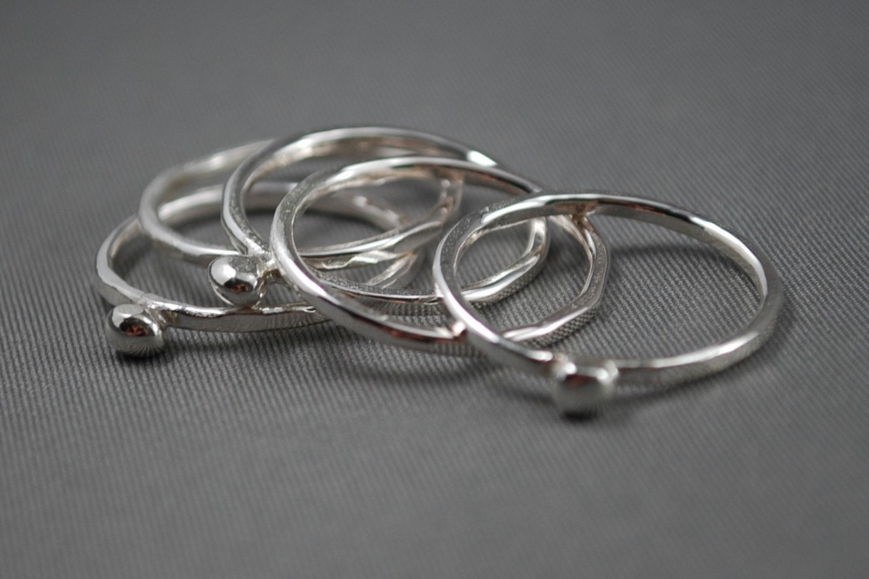 Orb Stacker Set - Five Sterling Silver Rings