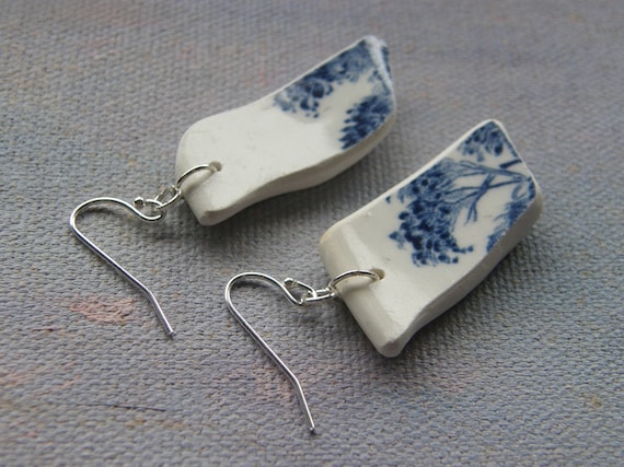 Sterling Silver Broken Plate Earrings- Willa