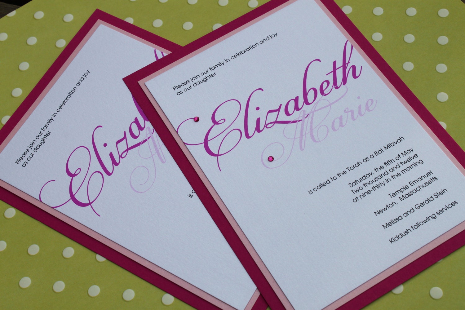 Elegant Script Names Bat Mitzvah Invitation, Wedding Invitation - Beautiful Script, Flourish Ravishing, Shimmer Paper