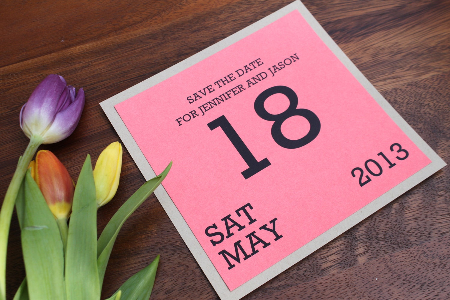 Modern Save the Date, Retro Wedding, Square - Calender Save the Date