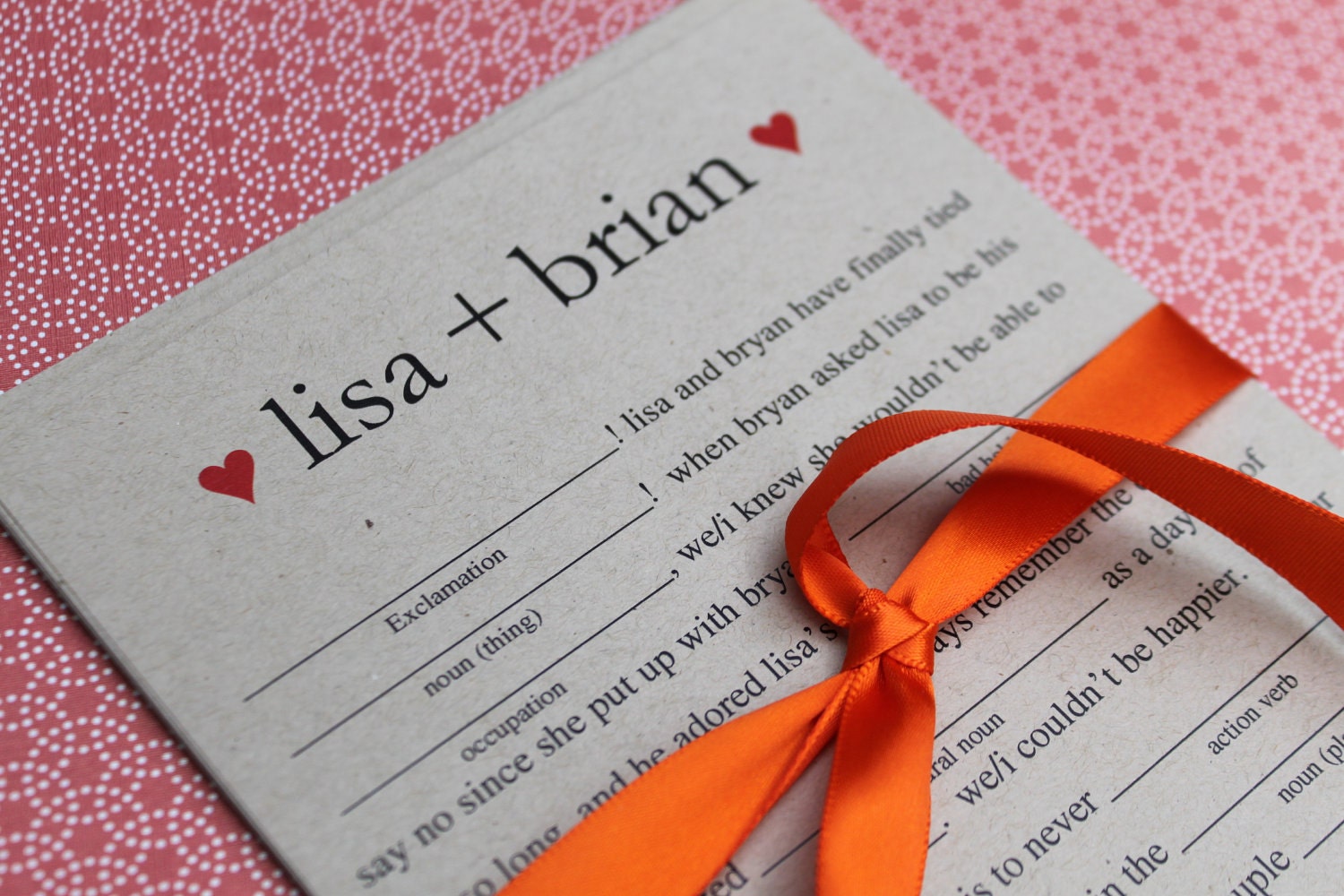 Marriage Advice for the Bride and Groom / Wedding Ad-Lib, Guest Book Alternative, Bridal Shower Game - Set of 25