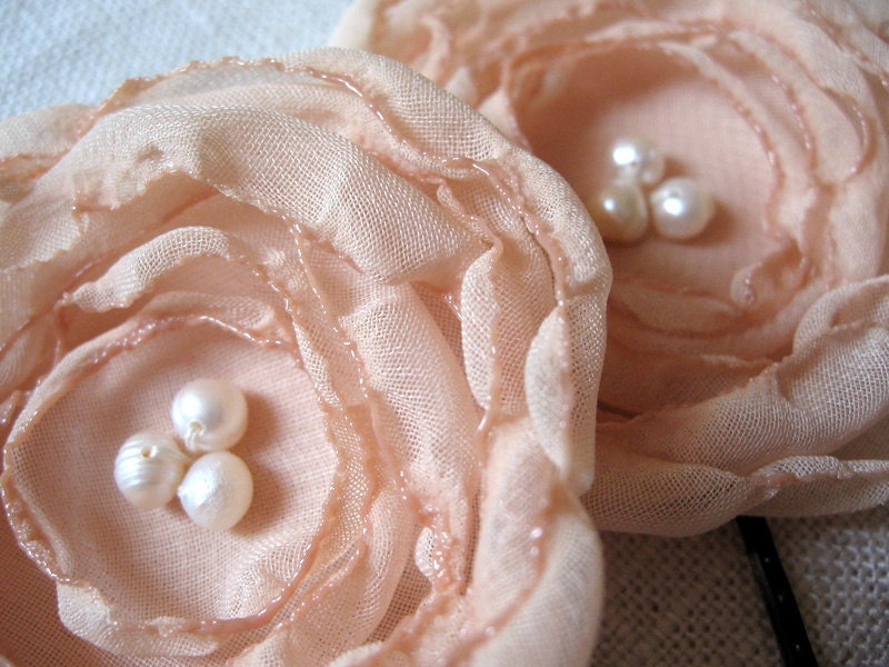 Champagne Flower Bobby Pins, Freshwater Pearls, Cream Pearls, Taupe, Tan, Bridesmaid Hair, Wedding Hair Accessories