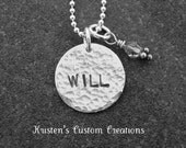 Hand Stamped Jewelry Personalized Hammered Name Necklace In The Round