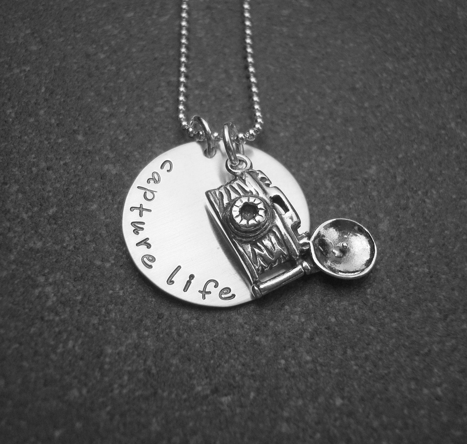 Hand Stamped Jewelry Capture Life Necklace In Lowercase Font Ready to Ship