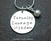 Hand Stamped Jewelry Serenity, Courage, Wisdom Necklace By Kristen's Custom Creations