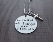 Hand Stamped Jewelry With God All Things Are Possible Necklace