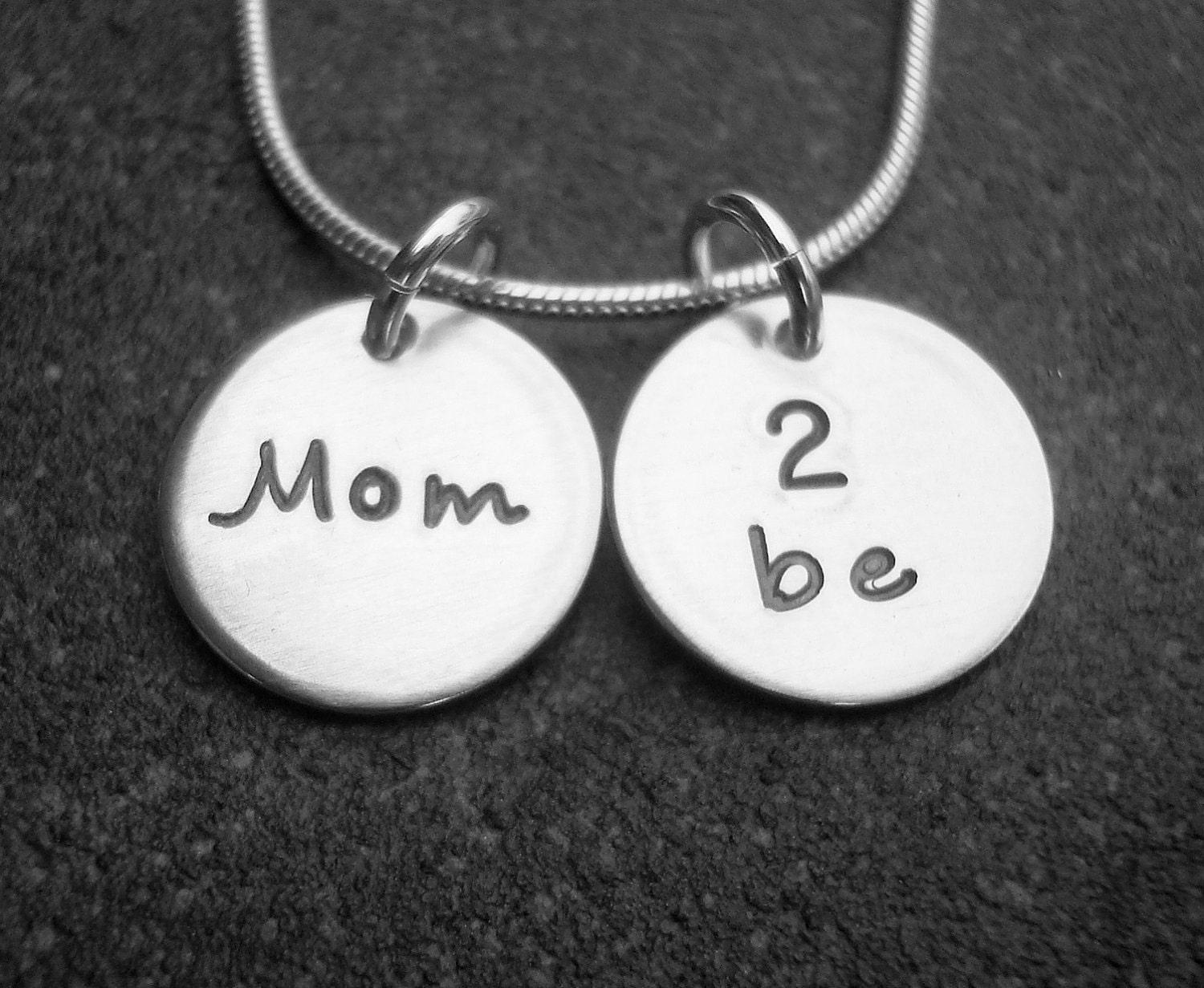 Hand Stamped Jewelry Sterling Silver Mom to Be Necklace
