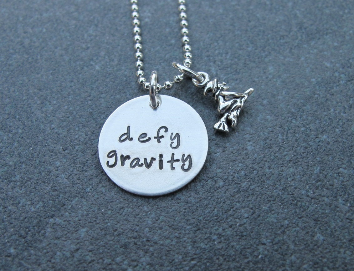 Defy Gravity Hand Stamped Necklace From Kristen's Custom Creations Ready to ship