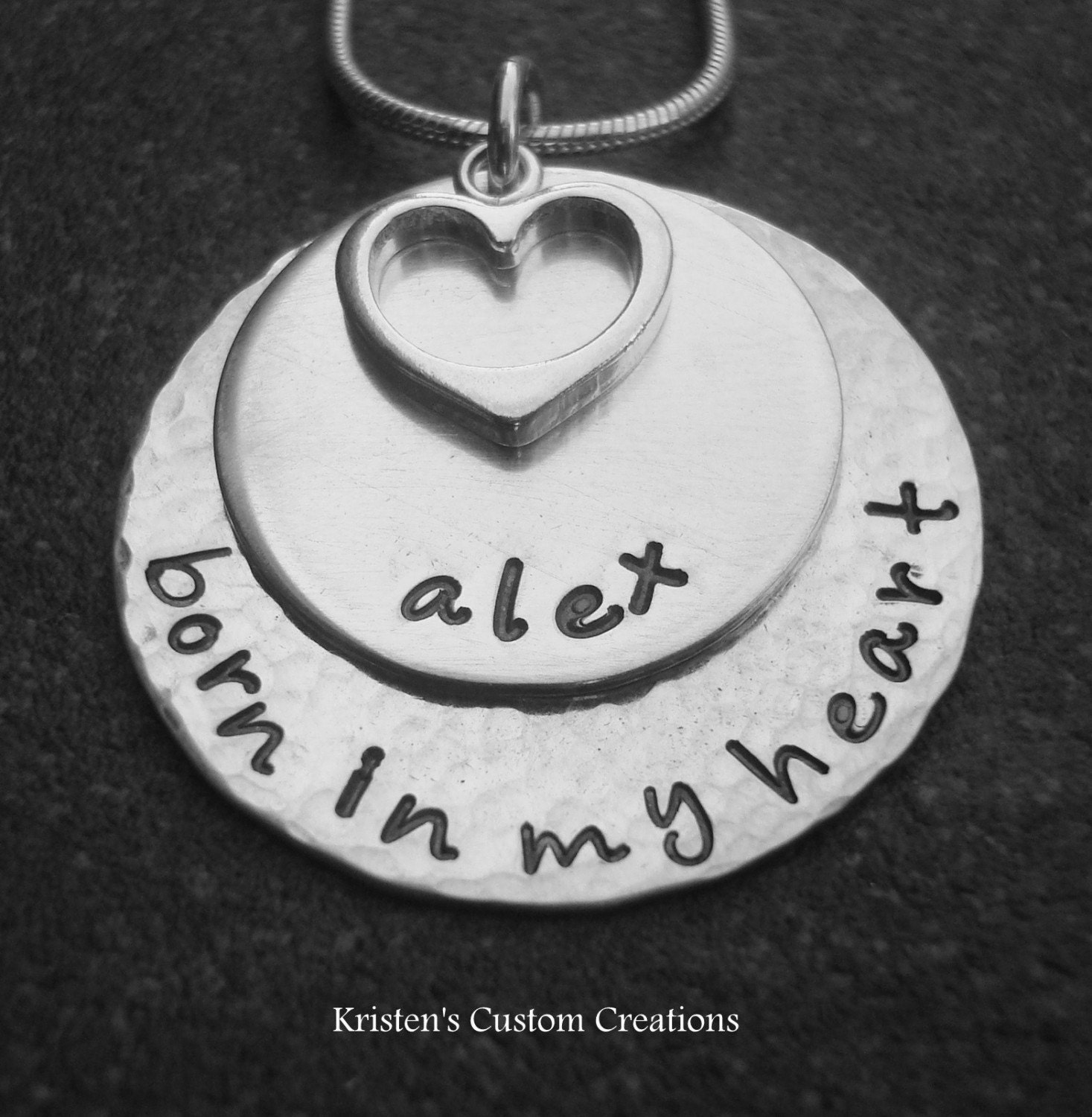 Hand Stamped Jewelry Double Stacked Born In My Heart Necklace