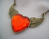 valentines sale heart n angel wings necklace red heart jem valentines day gift present love chain gift