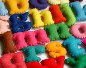 Learn How to Spell Set in a Drawstring Pouch - 62 Stuffed Felt Letters - Lower Case