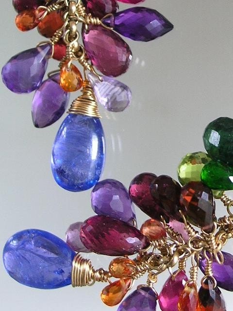Haute Couture...Tantalizing Gemstone Laden Gold Filled Signature Original Tassel Earrings with Tanzanite