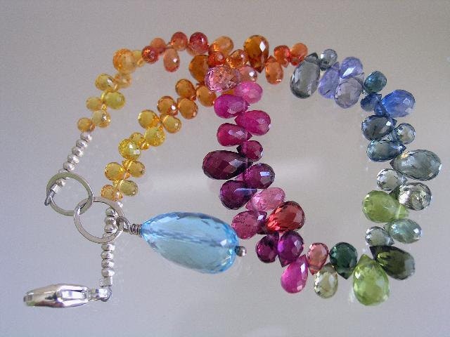 To Life...Signature Original Rainbow Gemstone Sapphire Tourmaline Ruby Sterling Layering Bracelet