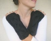 Winter SALE %40 Black Cable Knit Chunky Gloves