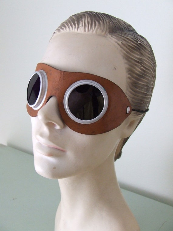 Vintage Leather Welding Glasses Goggles By Stilettogirlvintage 3902