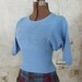 Light Blue Ribbed Cropped Sweater 1970s Small Extra Small