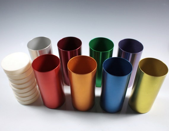 Vintage 8 Anodized Aluminum Drinking Cup Set With By Thetinbox