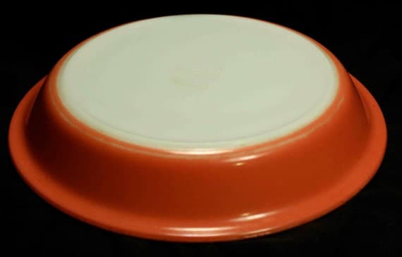 Pink Rimmed Milk Glass Pyrex Pie Baking Dish Vintage