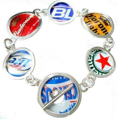 Beer Bottle Cap/ Sterling Silver Bracelet