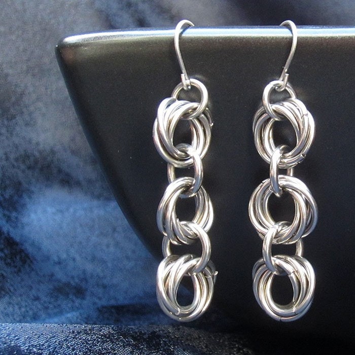 Earrings - Triple 5-ring Mobius Ball