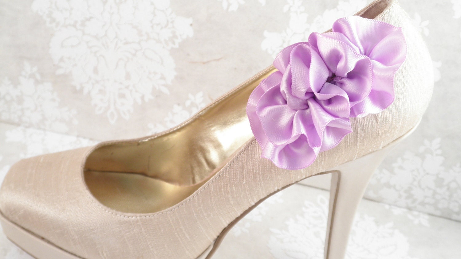 Purple Shoe Clips, Lavender Ruffle Shoes Clips
