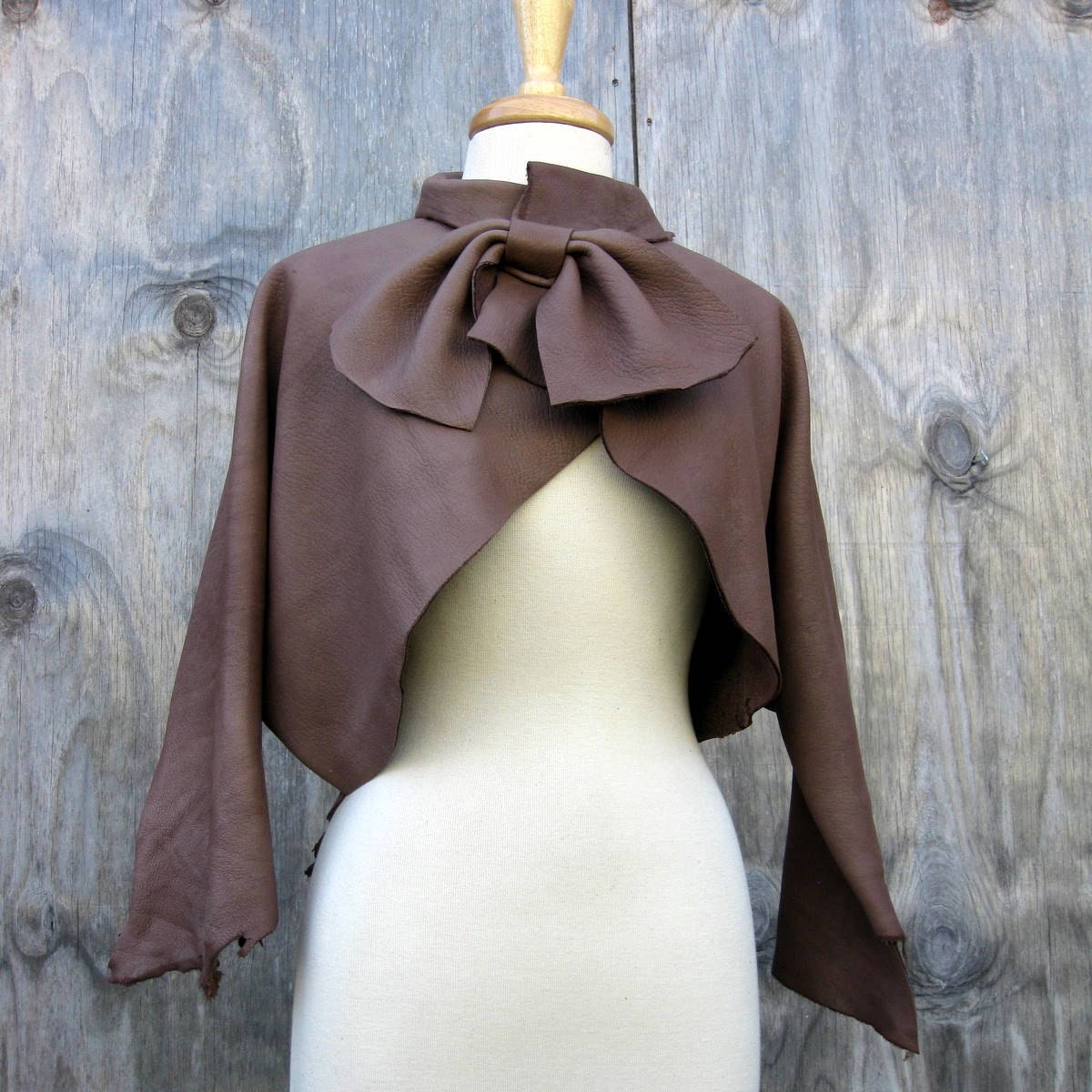 Leather Jacket Coatee Made in Taupe Elkskin By Stacy Leigh Size Small to Medium Ready to Ship OOAK - stacyleigh