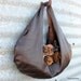 Dark Brown Leather Slouchy Hobo Bag with Flowers and Natural Edges by Stacy Leigh Ready to Ship