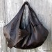 Dark Brown Leather Slouchy Hobo Bag with Flowers and Natural Edges by Stacy Leigh Ready to Ship
