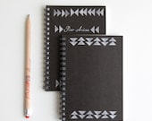hand stamped mini notebook, triangulum (choose your pattern) - cutiepiecompany