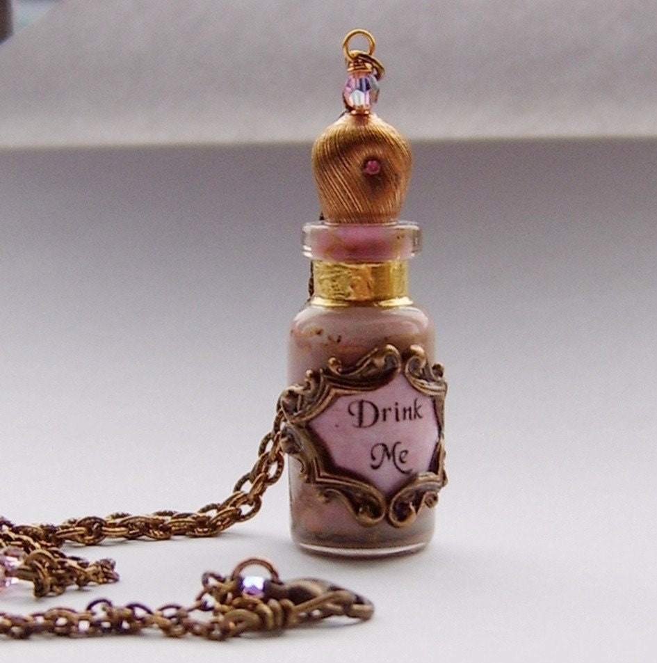 Alice in Wonderland Pink 'Drink Me' Bottle Pendant
