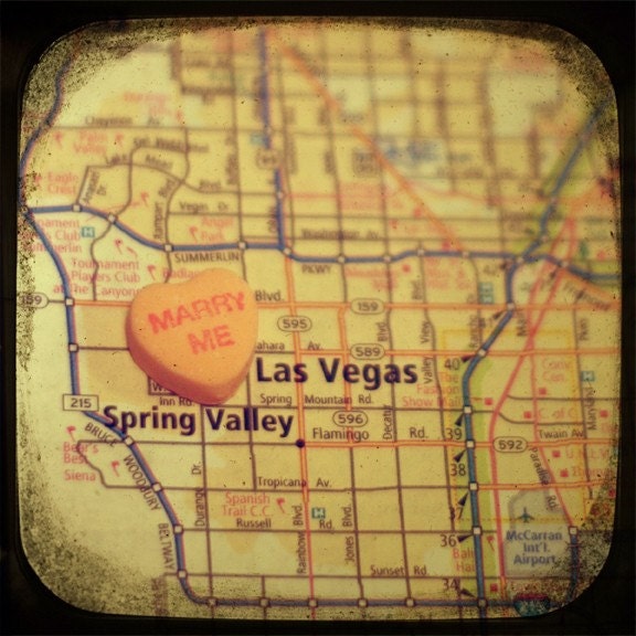 marry me las vegas custom candy heart map art 5x5 ttv photo print - free shipping