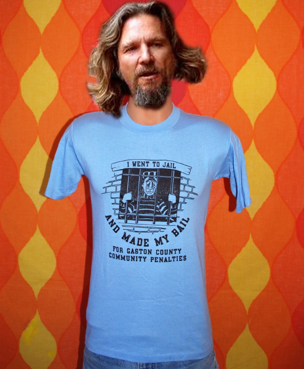 vintage 80s t-shirt i made BAIL at gaston county JAIL tee shirt Small north carolina