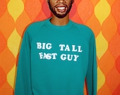 vintage 80s sweatshirt flock big TALL FAST guy crew neck raglan sweater green jumper sweater XL soft