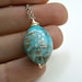 astel aqua blue gold sparkle Murano Venetian glass lampwork chain necklace. Statement pendant. Sea, ocean, sky. Wedding, bridal jewellery