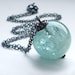 Huge Aquamarine silver chain necklace. Aqua blue gemstone wirewrapped pendant. Geometric round, black metal. March birthstone, sea jewellery
