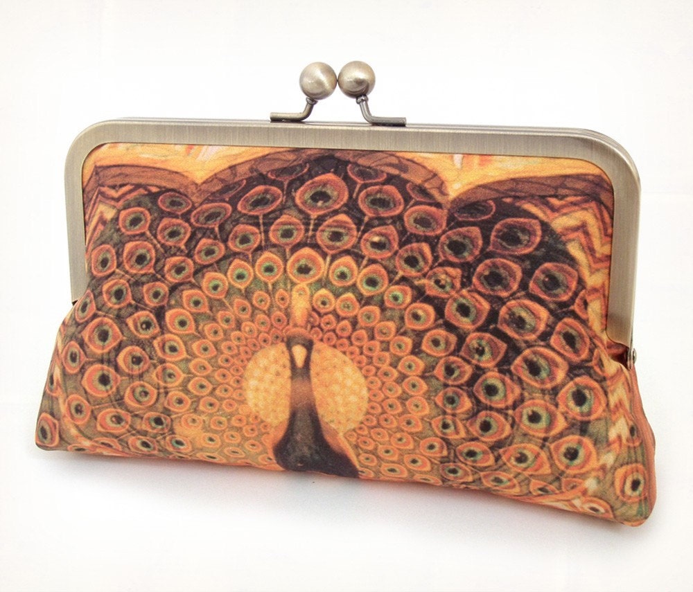 Peacock palace clutch : Printed silk purse for peacock wedding / bridal purse / bridesmaid accessory