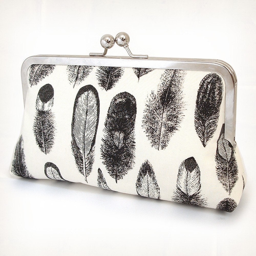 Birds of a feather silk-lined clutch bag