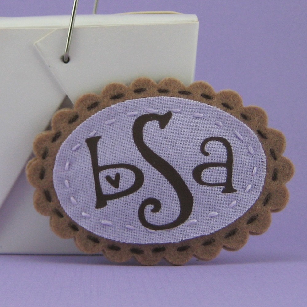 Cocoa Scalloped Oval Hair Clip with Lavender