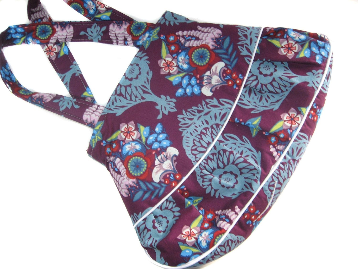 Handbag Purse Shoulder Bag:  Maralynn purse large shoulder bag for woman handmade with innocent crush print fabric