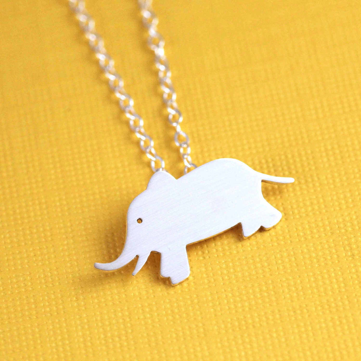 Elephant Silhouette Necklace in Silver