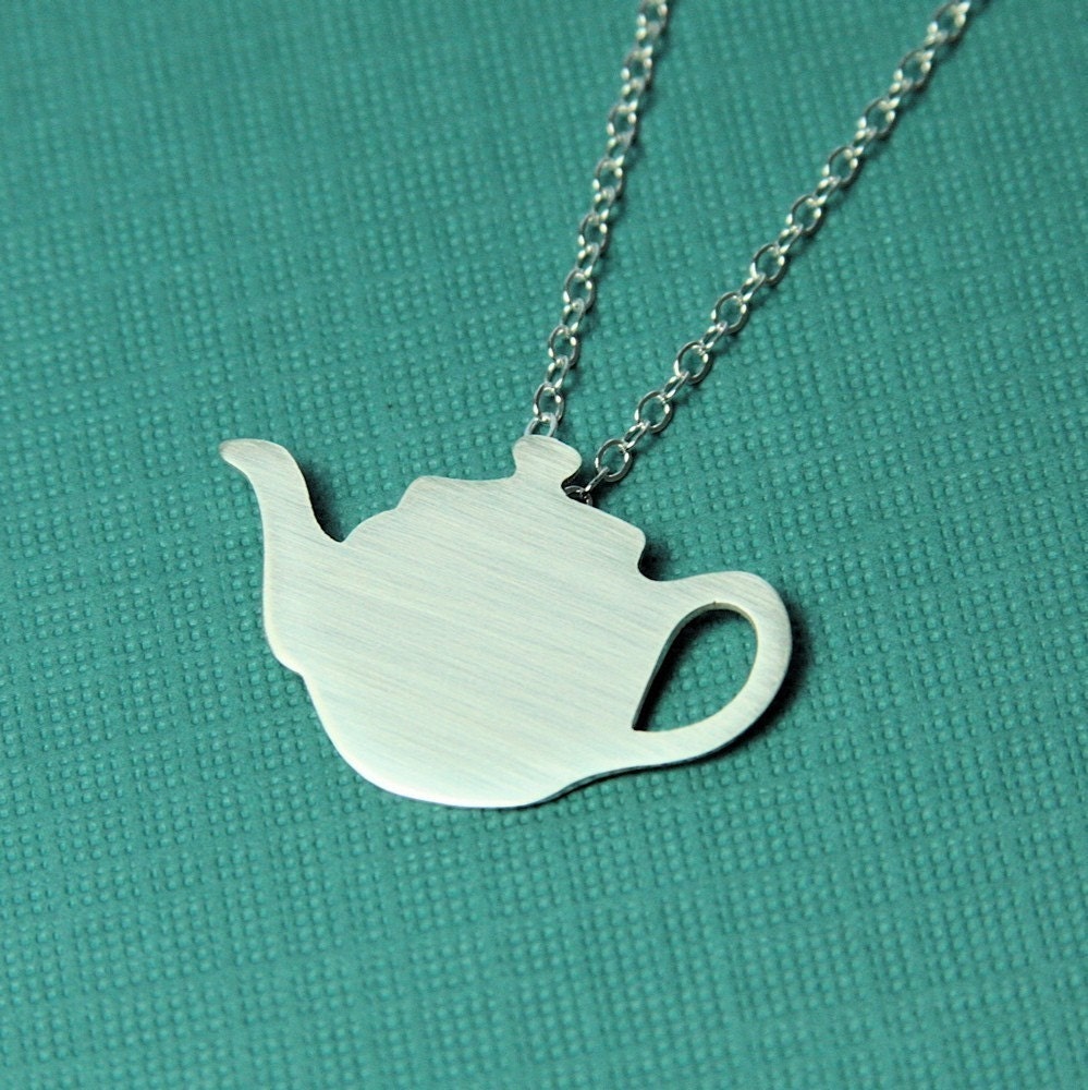 Silver Whimsical Teapot Silhouette Necklace