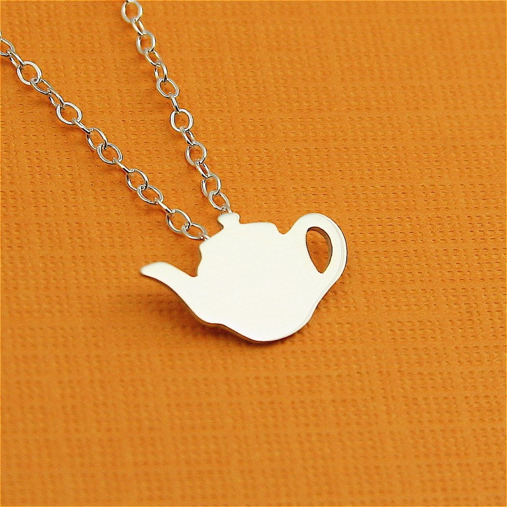 Silver Tiny Whimsical Teapot Necklace