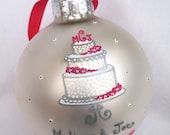 Pink Orchids Wedding Ornament - Hand Painted and Personalized