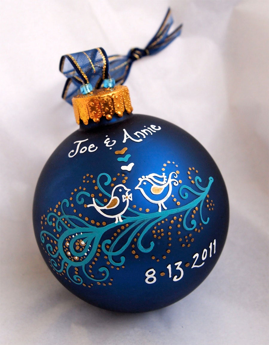 Peacock Wedding Ornament - Personalized