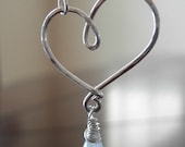 Hammered Silver Heart Necklace with Moonstone