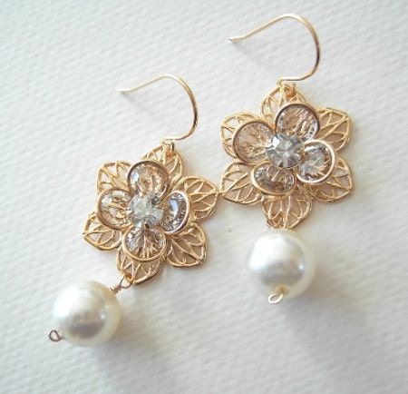 Filigree Lily Crystal Earrings