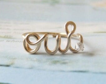 oui ring in 14k gold filled with swarovski crystal